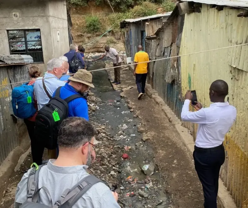 Walking the grounds in Mathare Kenya.